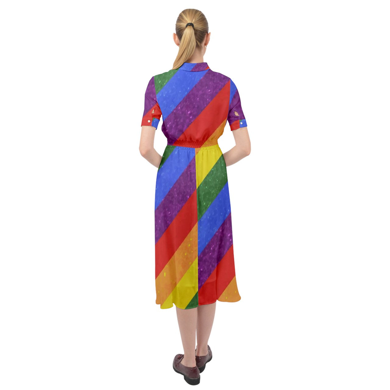 Keyhole Neckline Chiffon Dress - Rainbow Pride - Luxtrini, LLC