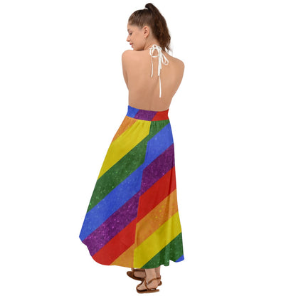 Backless Maxi Beach Dress - Rainbow Pride - Luxtrini, LLC