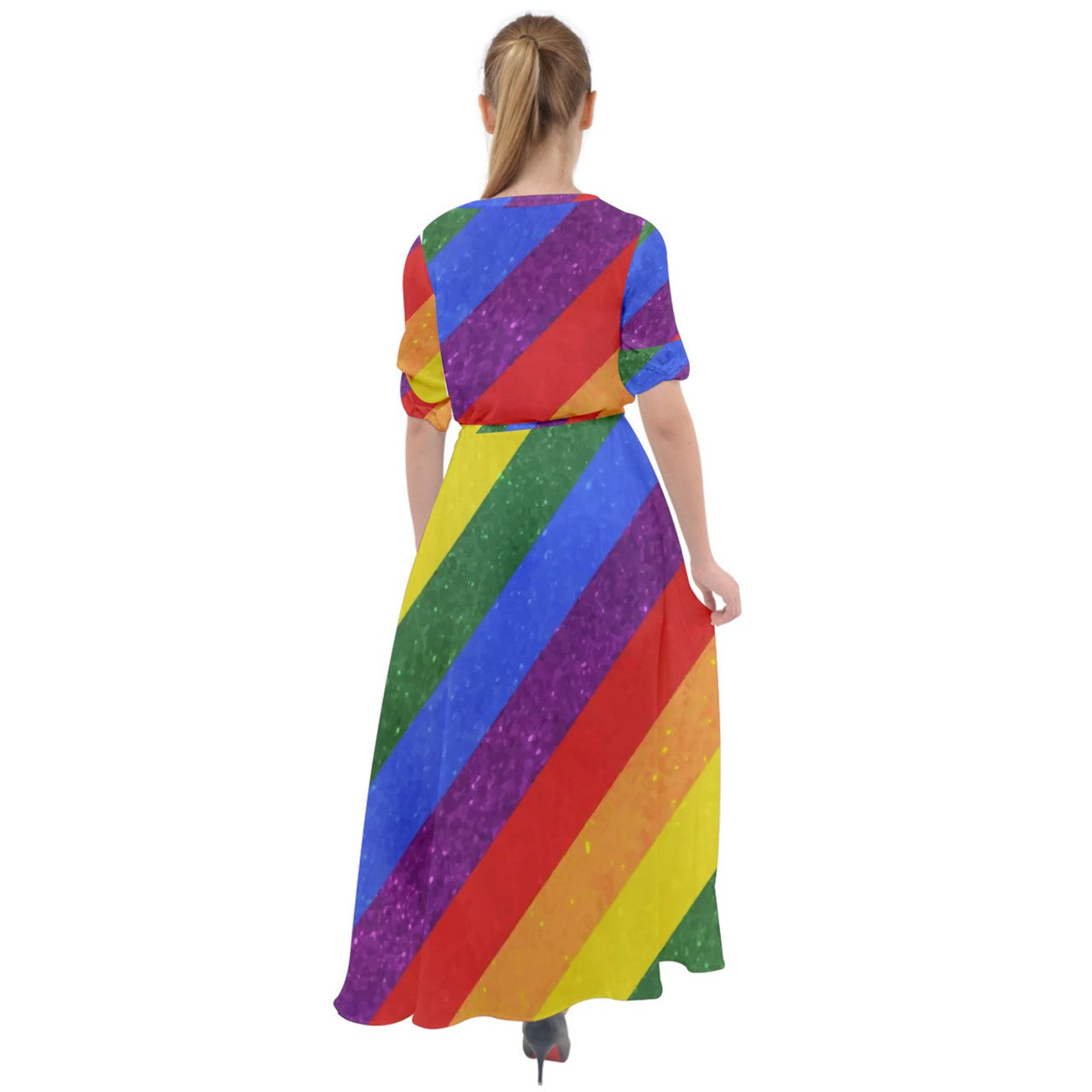 Waist Tie Boho Maxi Dress - Rainbow Pride - Luxtrini, LLC