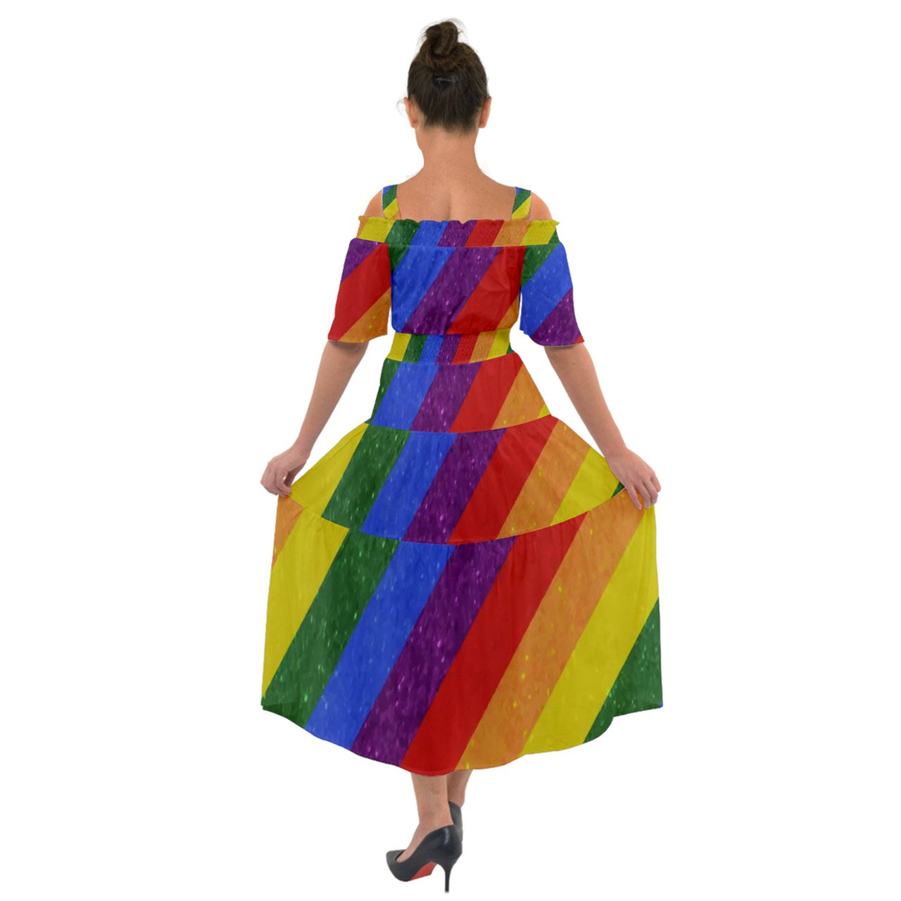 Shoulder Straps Boho Maxi Dress - Rainbow Pride - Luxtrini, LLC