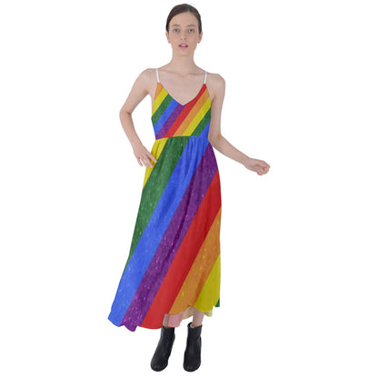 Tie Back Maxi Dress - Rainbow Pride - Luxtrini, LLC