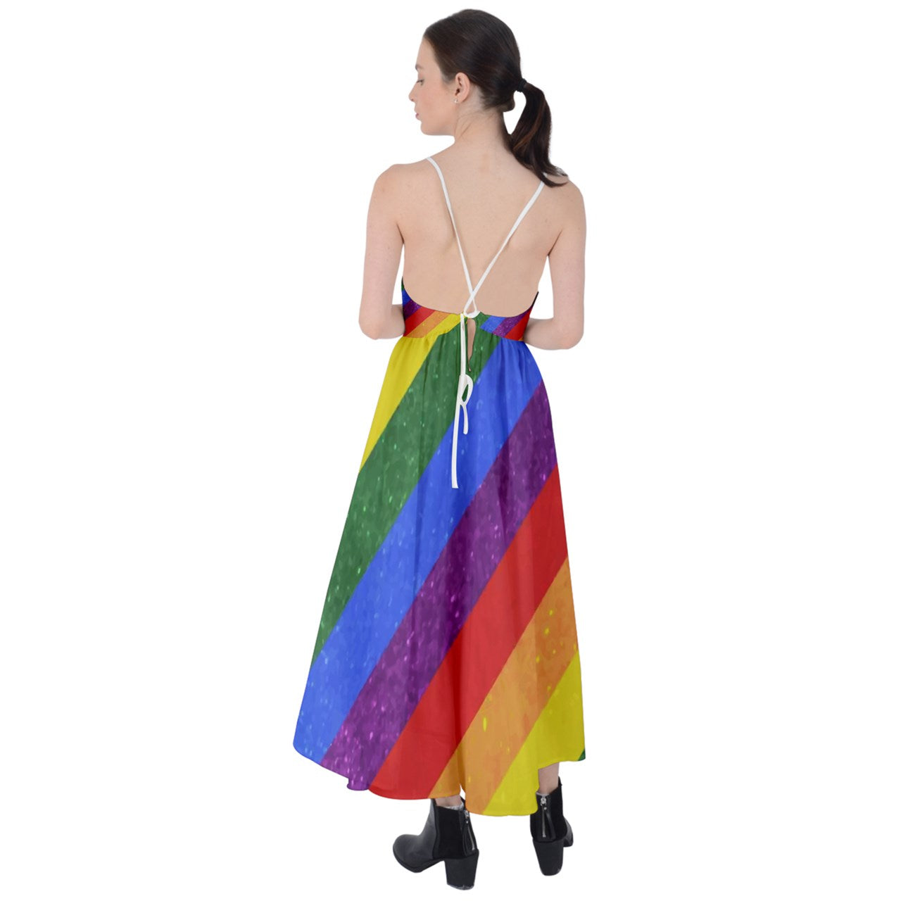 Tie Back Maxi Dress - Rainbow Pride - Luxtrini, LLC