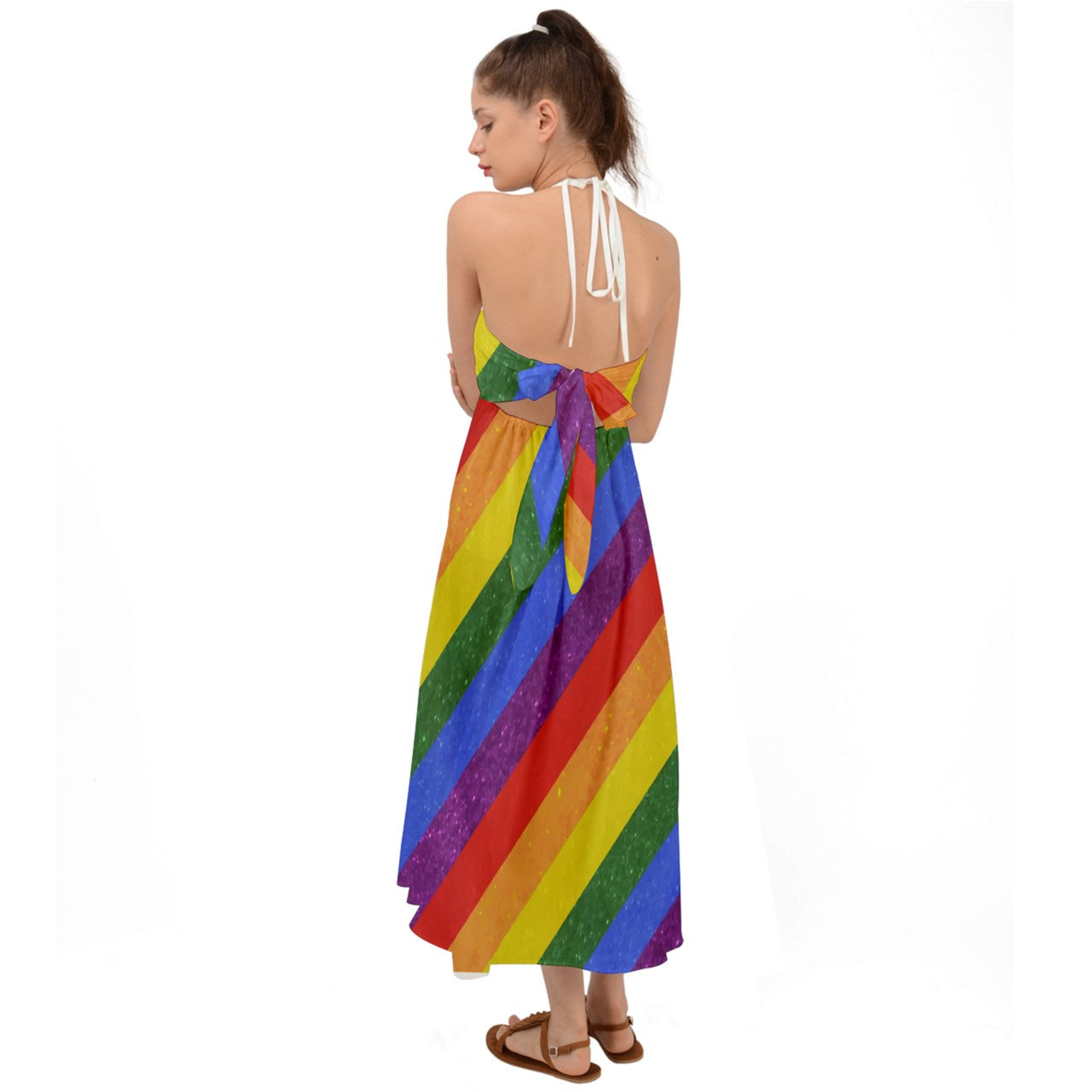 Halter Tie Back Dress - Rainbow Pride - Luxtrini, LLC