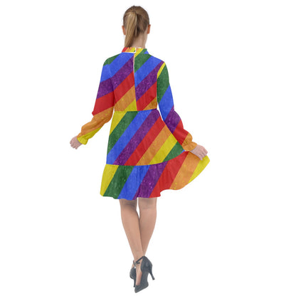 All Frills Chiffon Dress - Rainbow Pride - Luxtrini, LLC