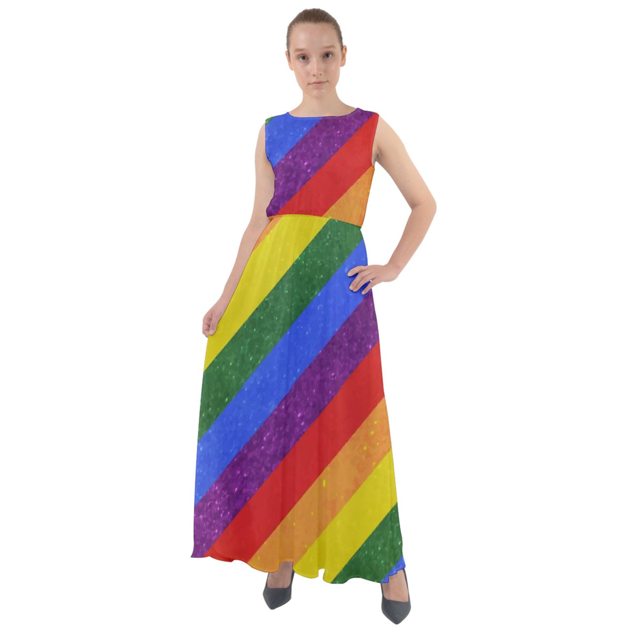 Chiffon Mesh Boho Maxi Dress - Rainbow Pride - Luxtrini, LLC