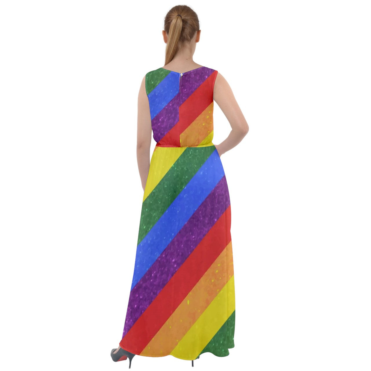 Chiffon Mesh Boho Maxi Dress - Rainbow Pride - Luxtrini, LLC