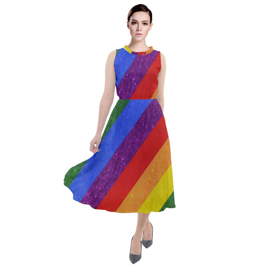 Round Neck Boho Dress - Rainbow Pride - Luxtrini, LLC