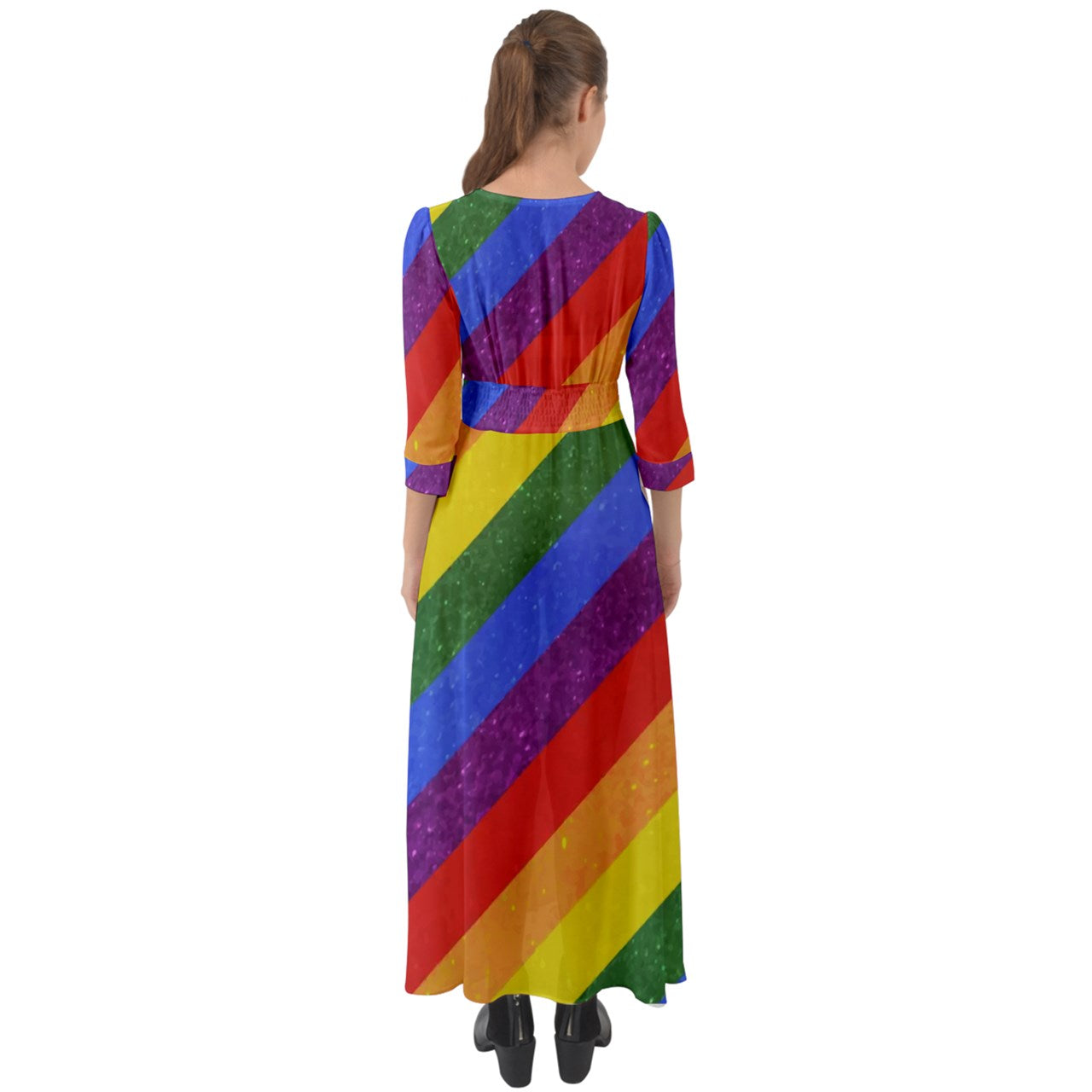 Button Up Maxi Dress - Rainbow Pride - Luxtrini, LLC