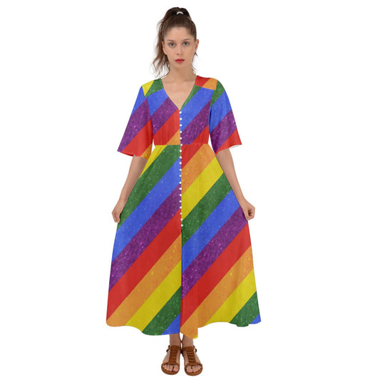 Kimono Sleeve Boho Dress - Rainbow Pride - Luxtrini, LLC