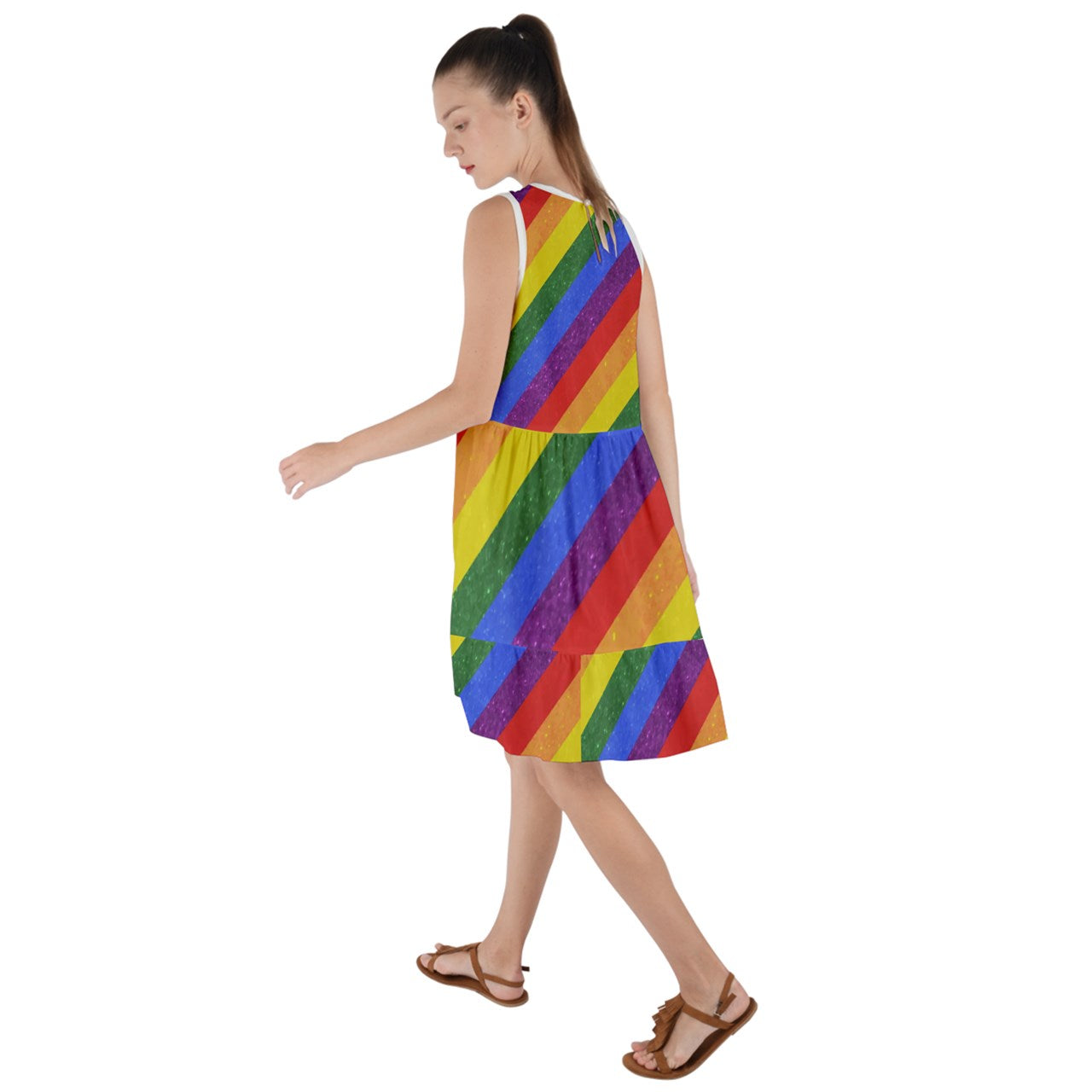 Frill Swing Dress - Rainbow Pride - Luxtrini, LLC