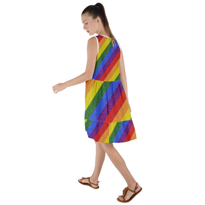 Frill Swing Dress - Rainbow Pride - Luxtrini, LLC