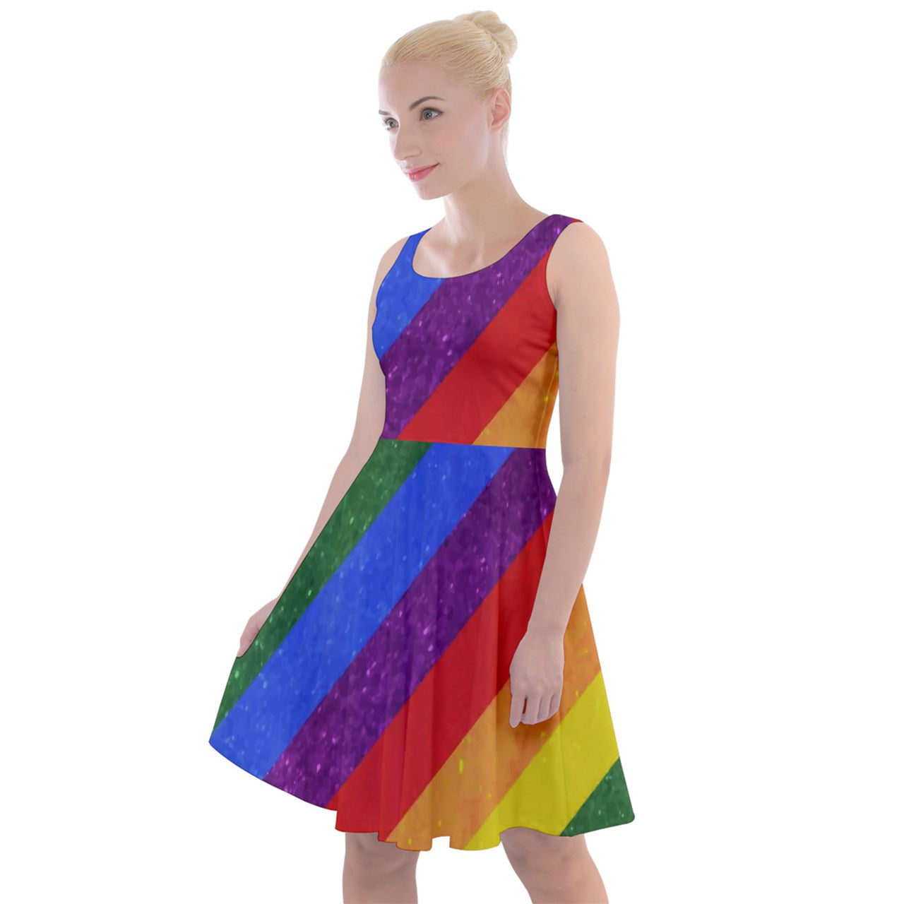 Knee Length Skater Dress - Rainbow Pride - Luxtrini, LLC