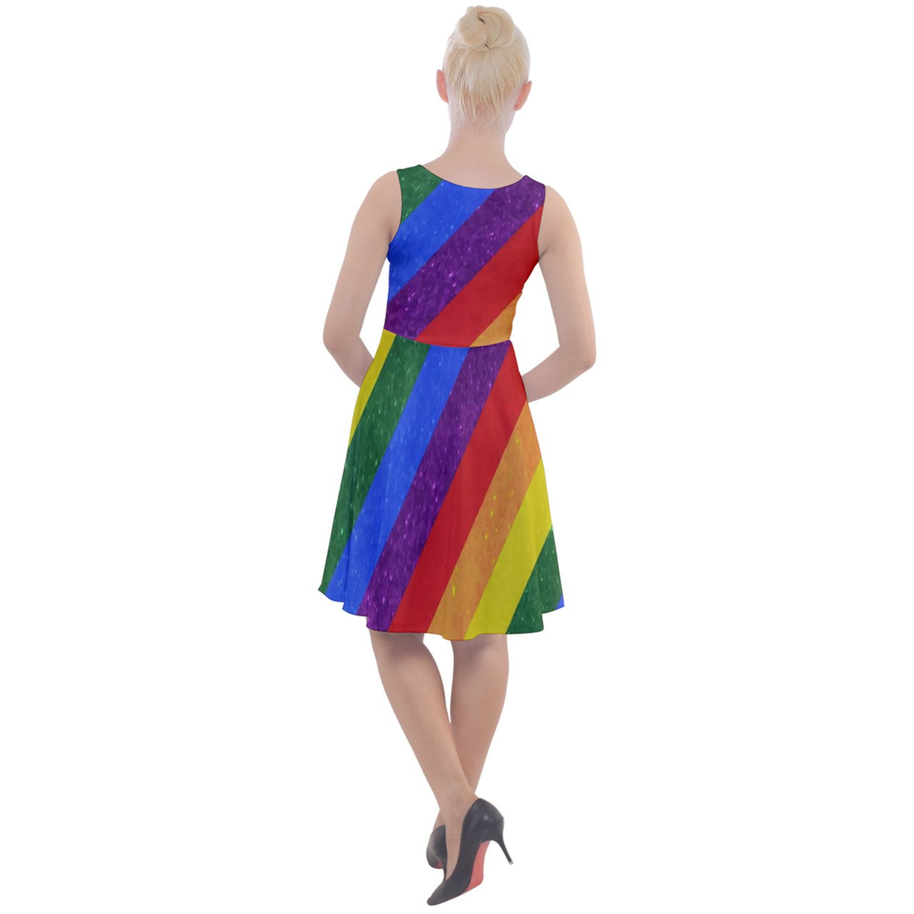 Knee Length Skater Dress - Rainbow Pride - Luxtrini, LLC