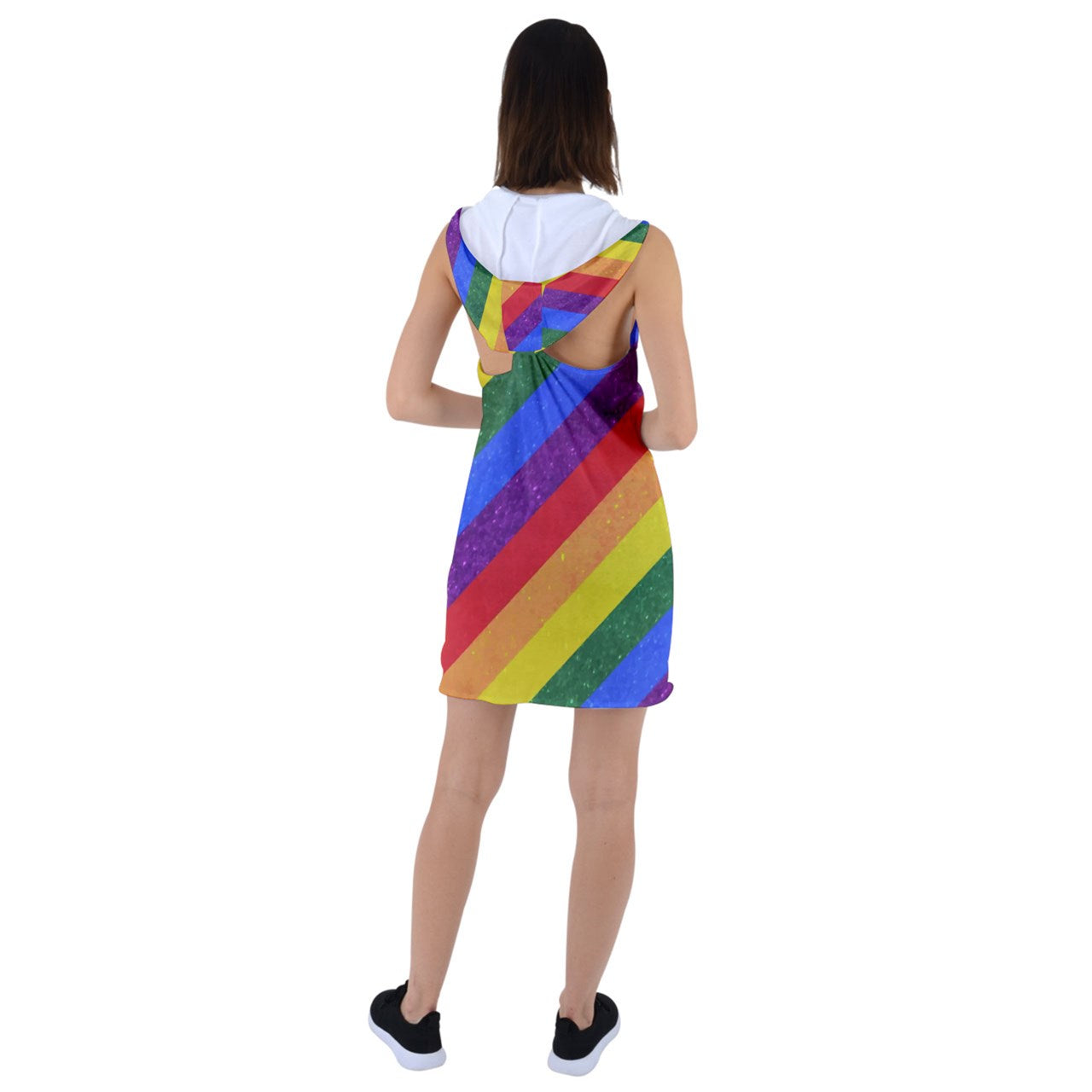 Racer Back Hoodie Dress - Rainbow Pride - Luxtrini, LLC