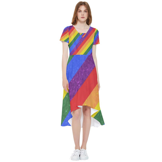 High Low Boho Dress - Rainbow Pride - Luxtrini, LLC