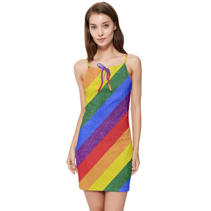 Summer Tie Front Dress - Rainbow Pride - Luxtrini, LLC