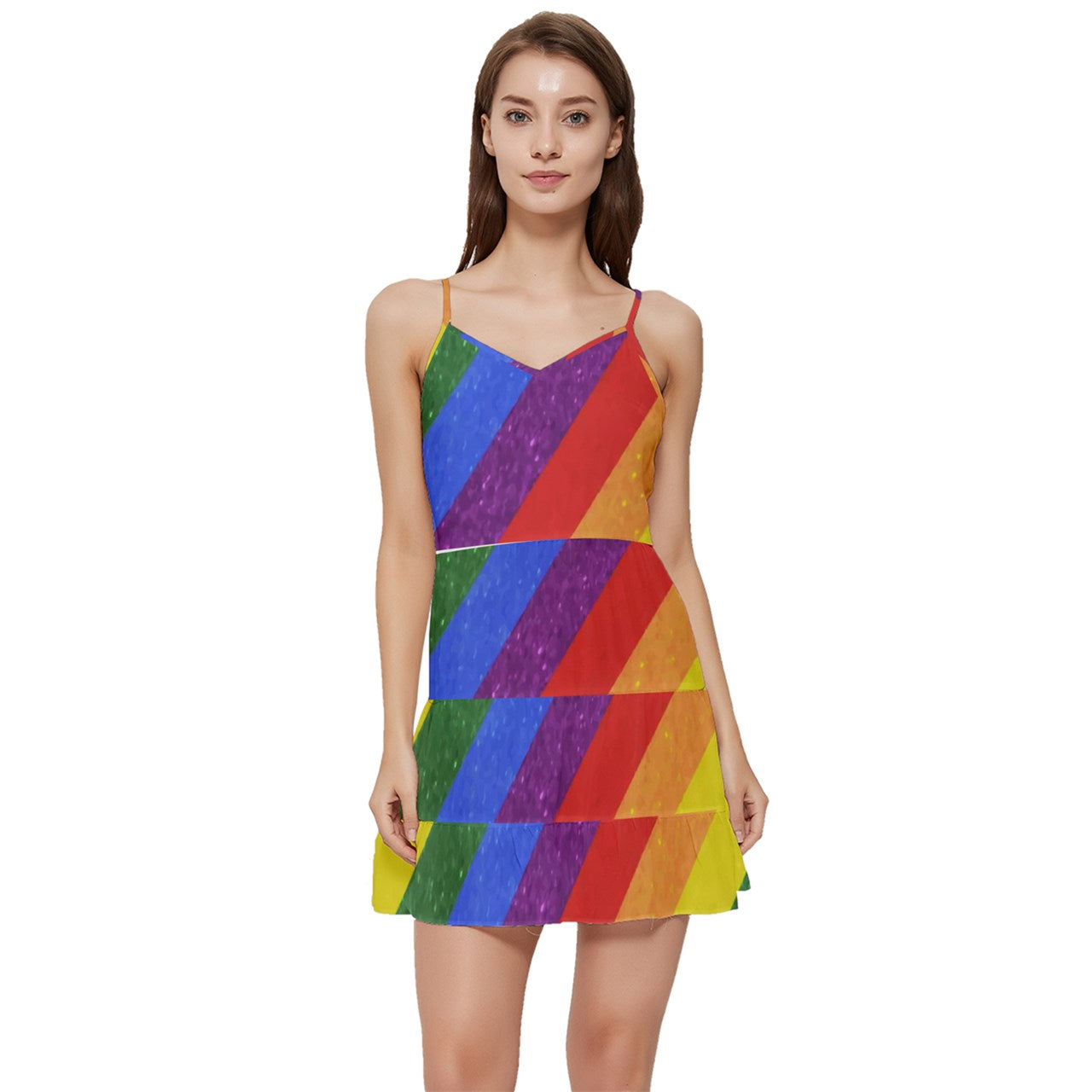 Short Frill Dress - Rainbow Pride - Luxtrini, LLC