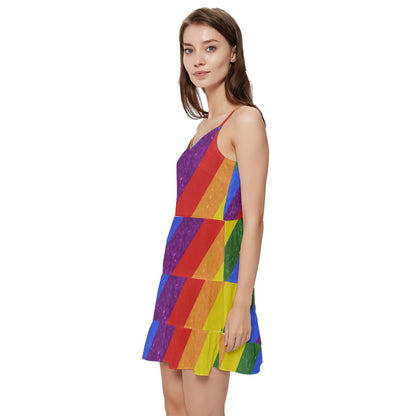 Short Frill Dress - Rainbow Pride - Luxtrini, LLC