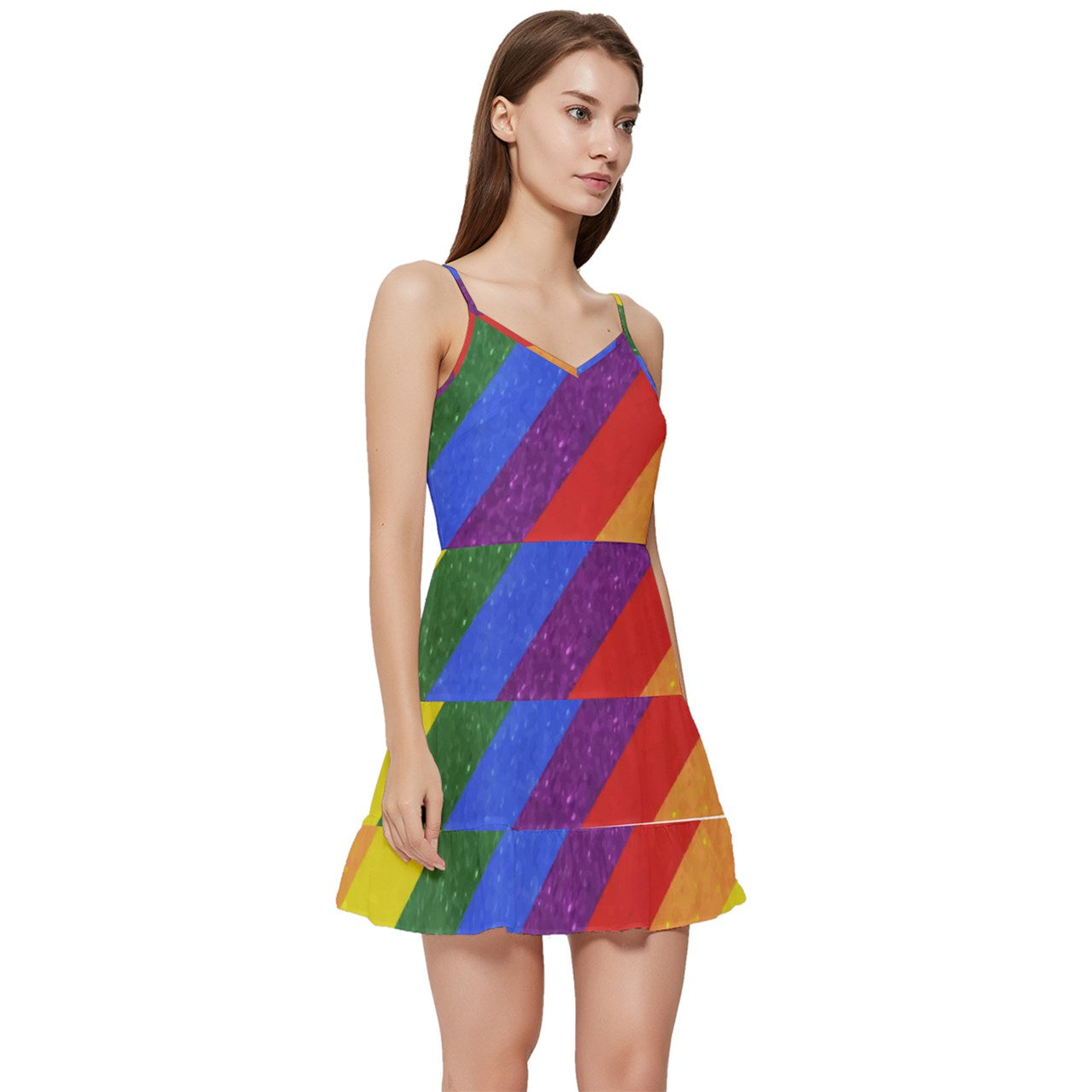 Short Frill Dress - Rainbow Pride - Luxtrini, LLC