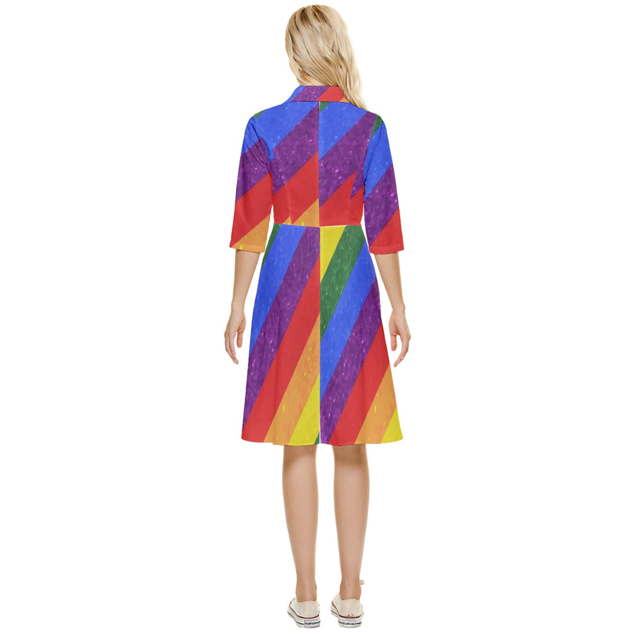 Classy Knee Length Dress - Rainbow Pride - Luxtrini, LLC