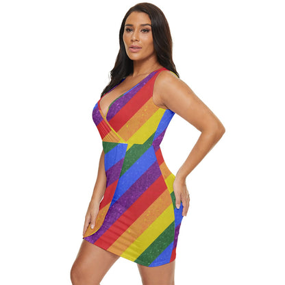 Draped Bodycon Dress - Rainbow Pride - Luxtrini, LLC