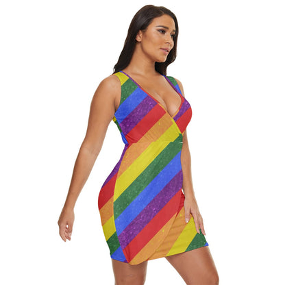 Draped Bodycon Dress - Rainbow Pride - Luxtrini, LLC