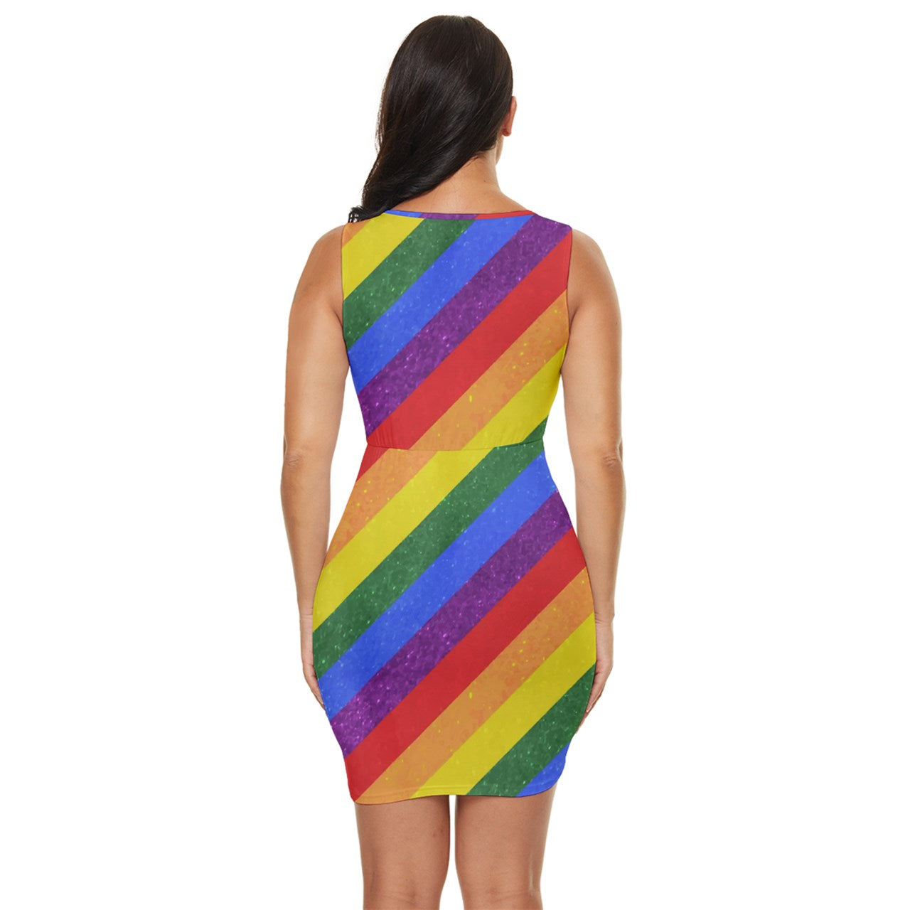 Draped Bodycon Dress - Rainbow Pride - Luxtrini, LLC