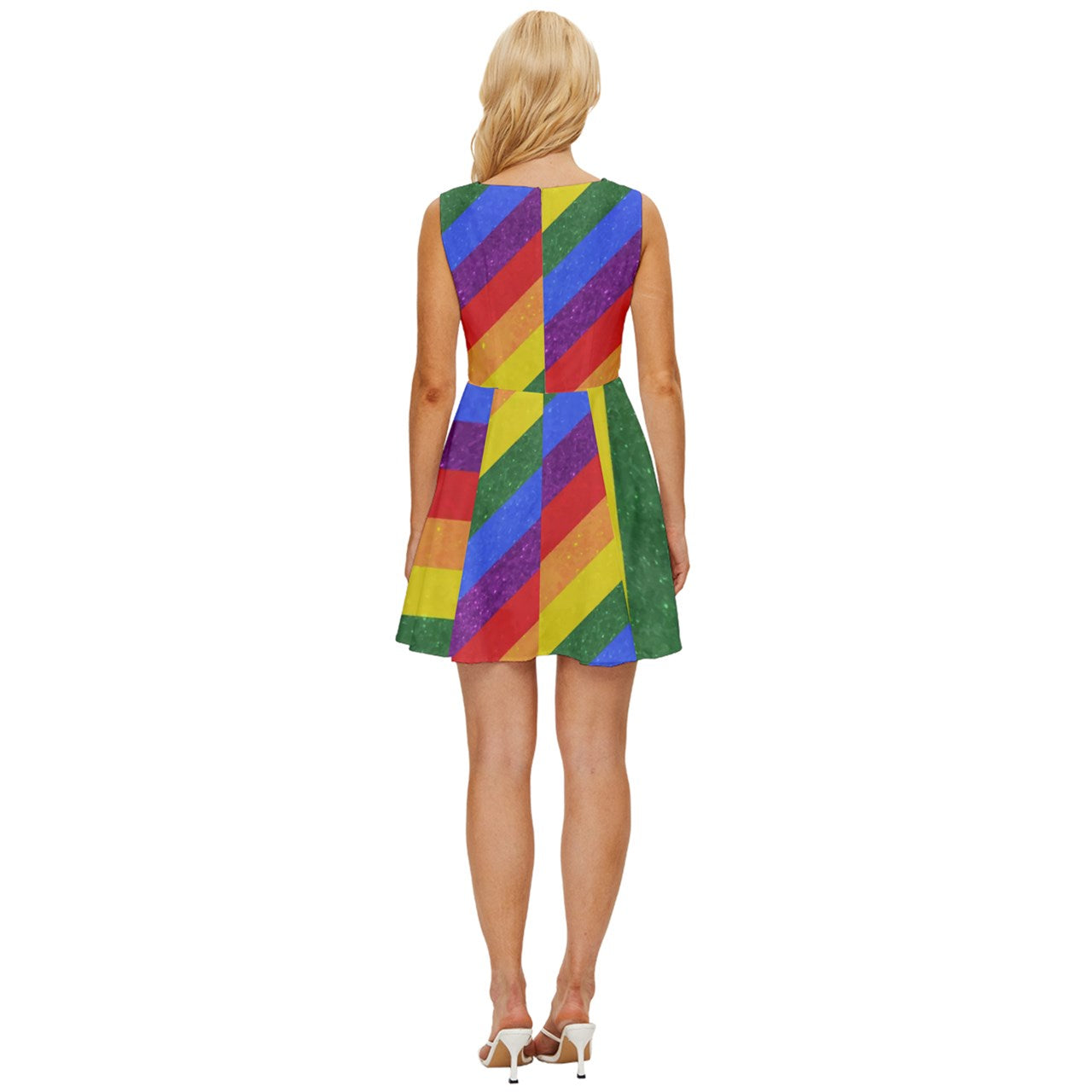 Sleeveless Button Up Dress - Rainbow Pride - Luxtrini, LLC