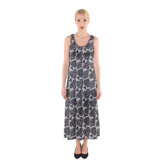 Playingcards-grey Sleeveless Maxi Dress - Luxtrini, LLC