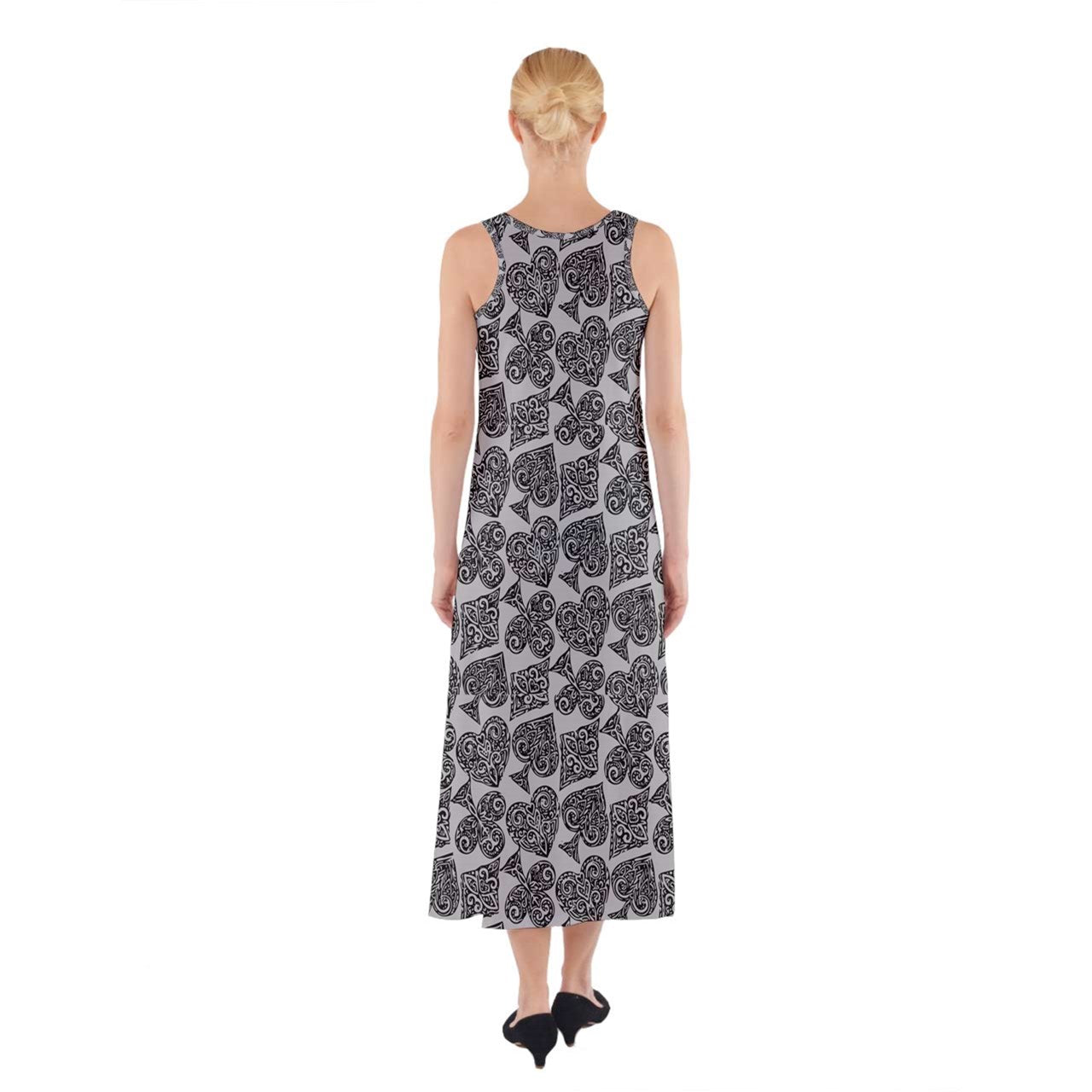 Playingcards-grey Sleeveless Maxi Dress - Luxtrini, LLC