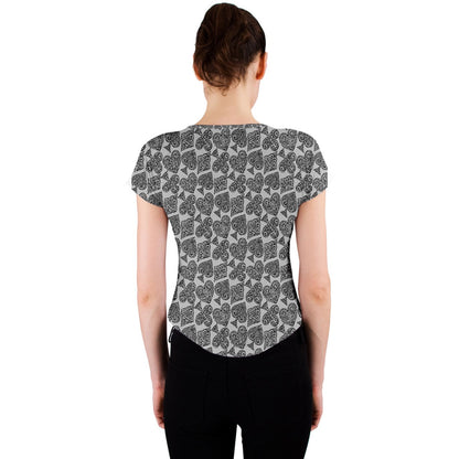 Playingcards-grey Crew Neck Crop Top - Luxtrini, LLC