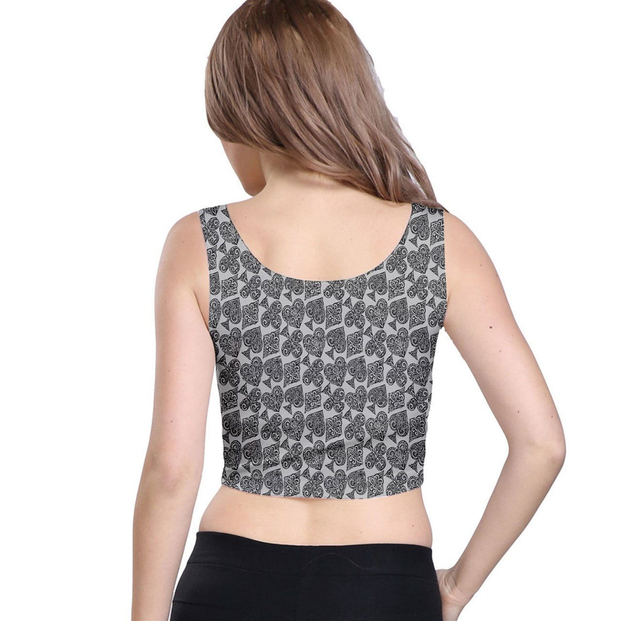 Playingcards-grey Crop Top - Luxtrini, LLC