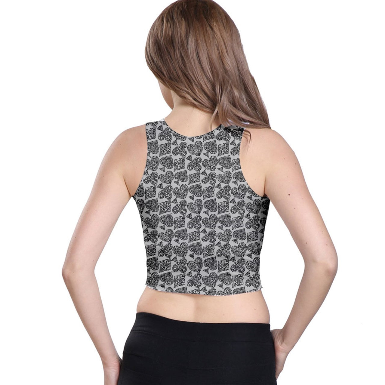 Playingcards-grey Racer Back Crop Top - Luxtrini, LLC