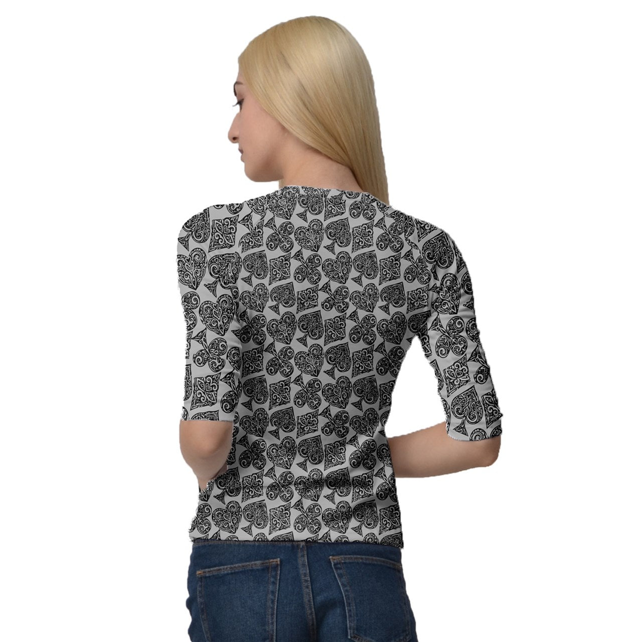 Playingcards-grey Quarter Sleeve Raglan Tee - Luxtrini, LLC