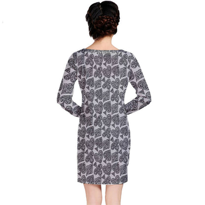 Playingcards-grey Long Sleeve Nightdress - Luxtrini, LLC