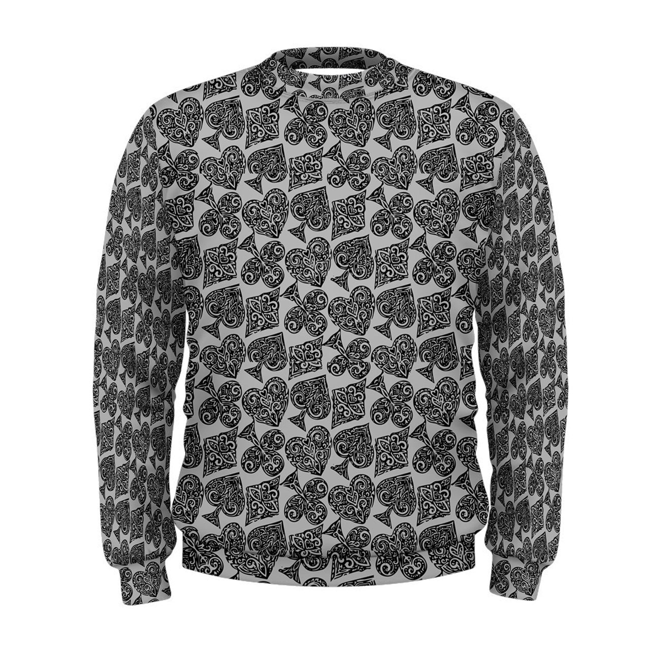 Playingcards-grey Men's Sweatshirt - Luxtrini, LLC