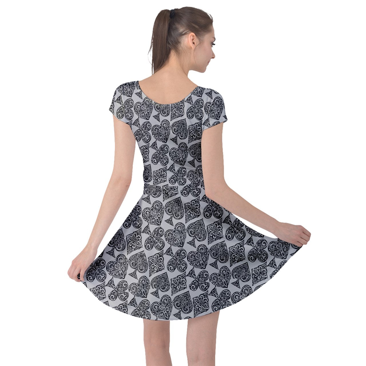 Playingcards-grey Cap Sleeve Dress - Luxtrini, LLC