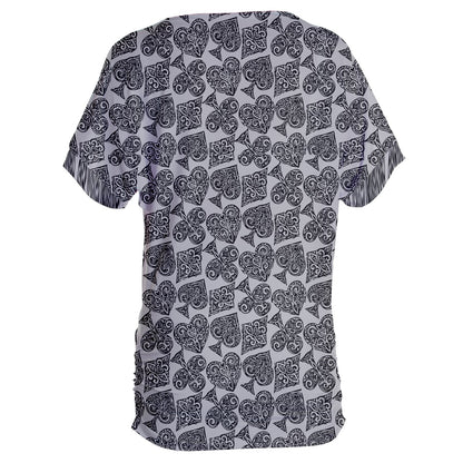 Playingcards-grey Women's Oversized Tee - Luxtrini, LLC