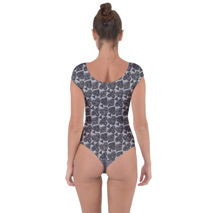 Playingcards-grey Short Sleeve Leotard - Luxtrini, LLC