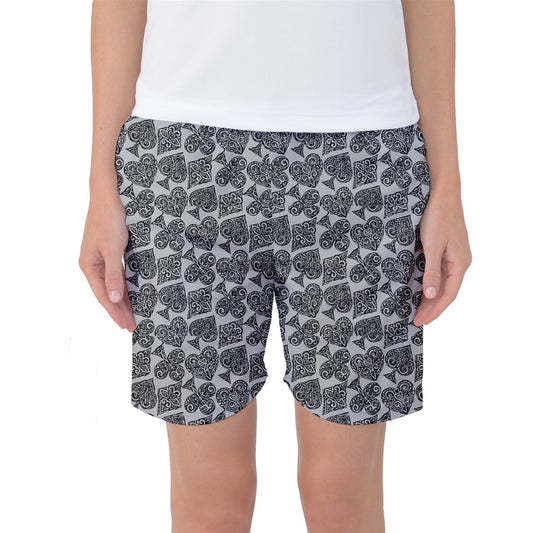 Playingcards-grey Women's Basketball Shorts - Luxtrini, LLC