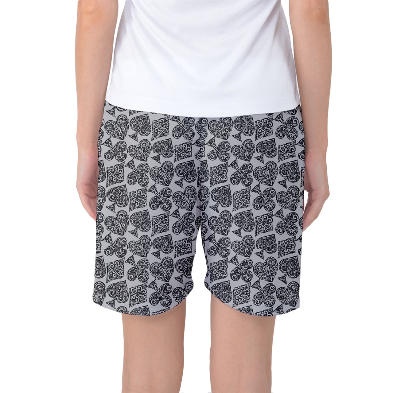 Playingcards-grey Women's Basketball Shorts - Luxtrini, LLC