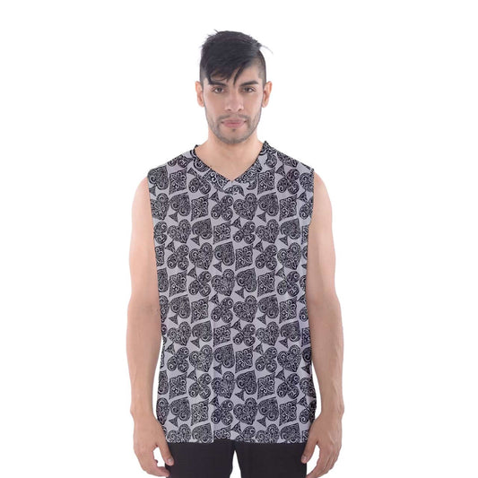 Playingcards-grey Men's Basketball Tank Top - Luxtrini, LLC