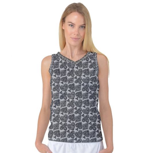 Playingcards-grey Women's Basketball Tank Top - Luxtrini, LLC