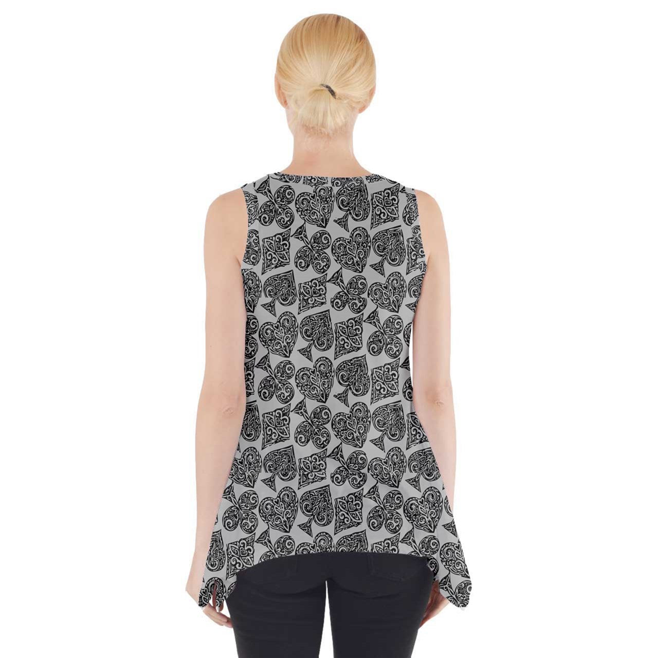 Playingcards-grey Side Drop Tank Tunic - Luxtrini, LLC