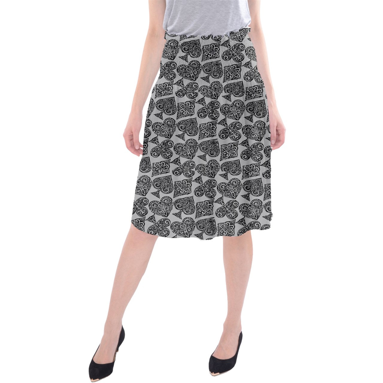 Playingcards-grey Midi Beach Skirt - Luxtrini, LLC