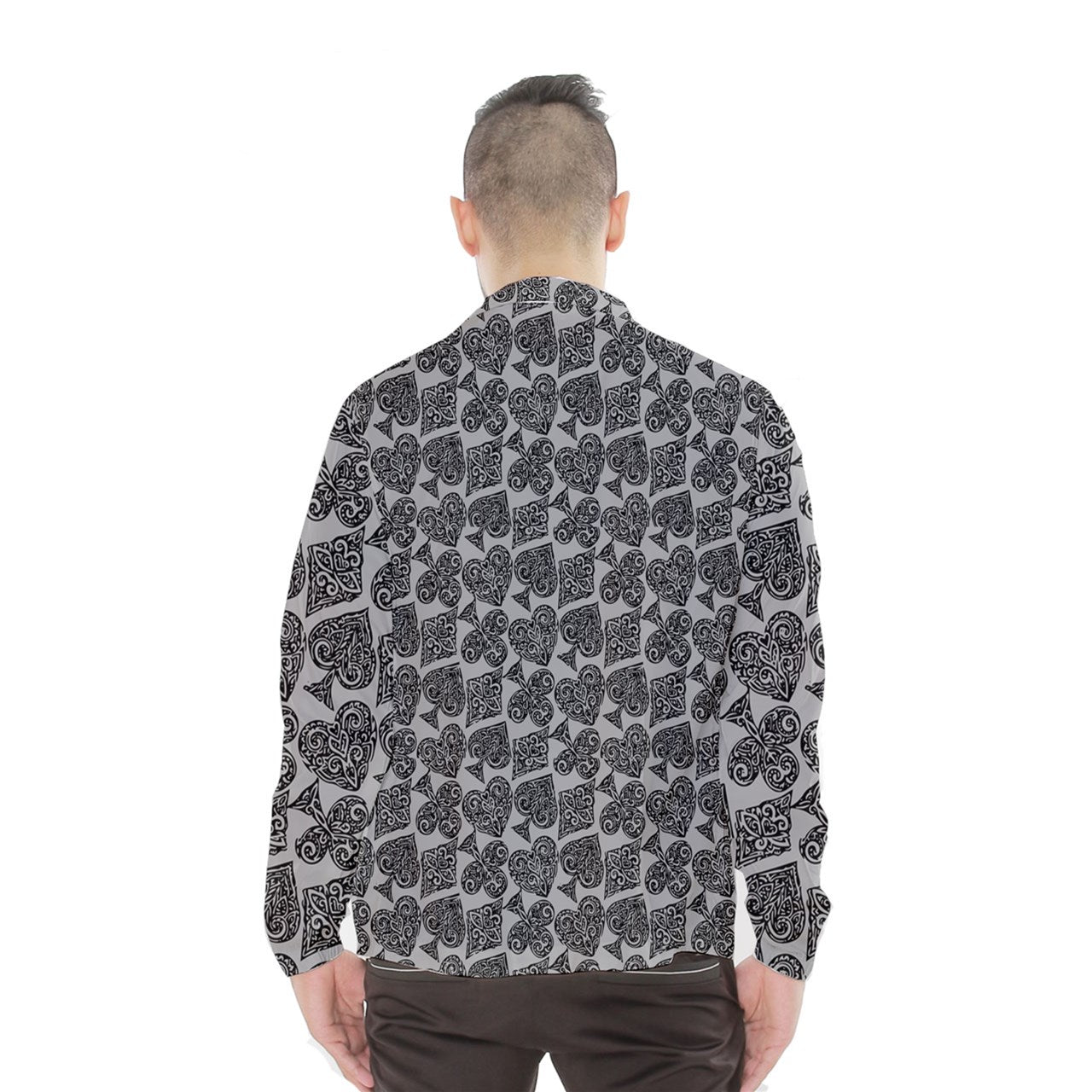 Playingcards-grey Men's Windbreaker - Luxtrini, LLC