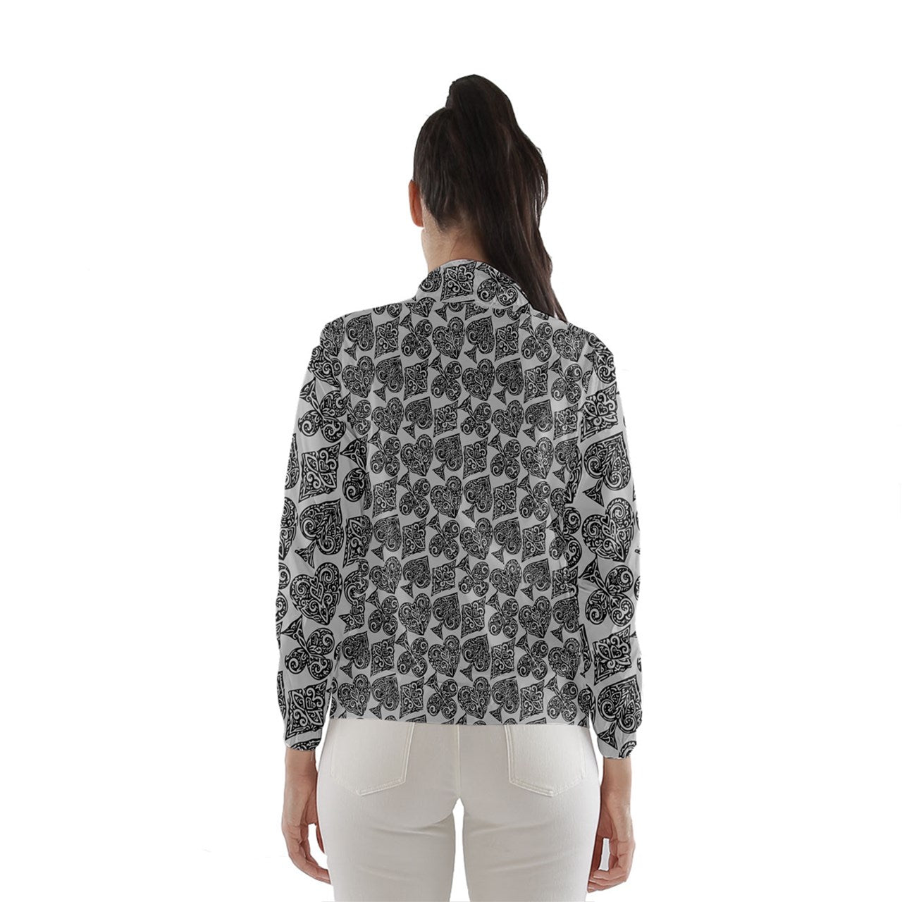 Playingcards-grey Women's Windbreaker - Luxtrini, LLC