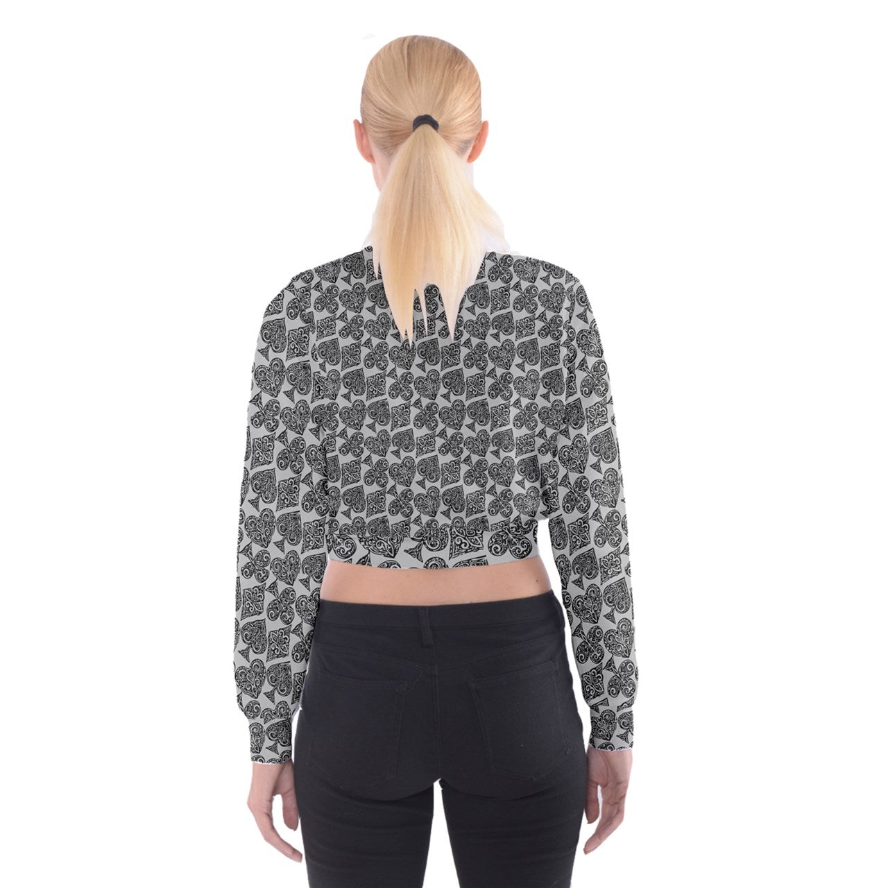 Playingcards-grey Cropped Sweatshirt - Luxtrini, LLC