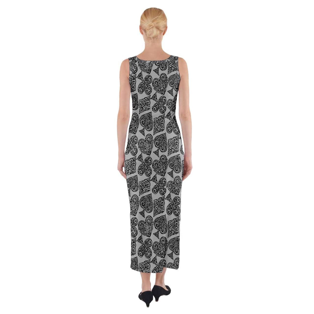 Playingcards-grey Fitted Maxi Dress - Luxtrini, LLC