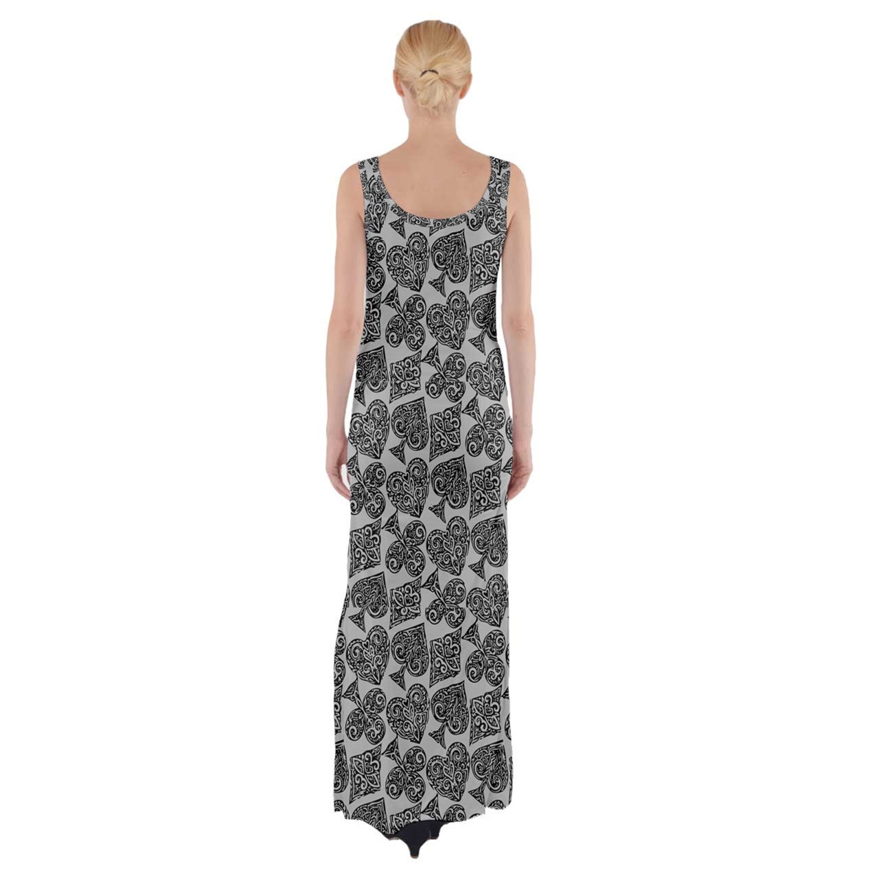 Playingcards-grey Thigh Split Maxi Dress - Luxtrini, LLC